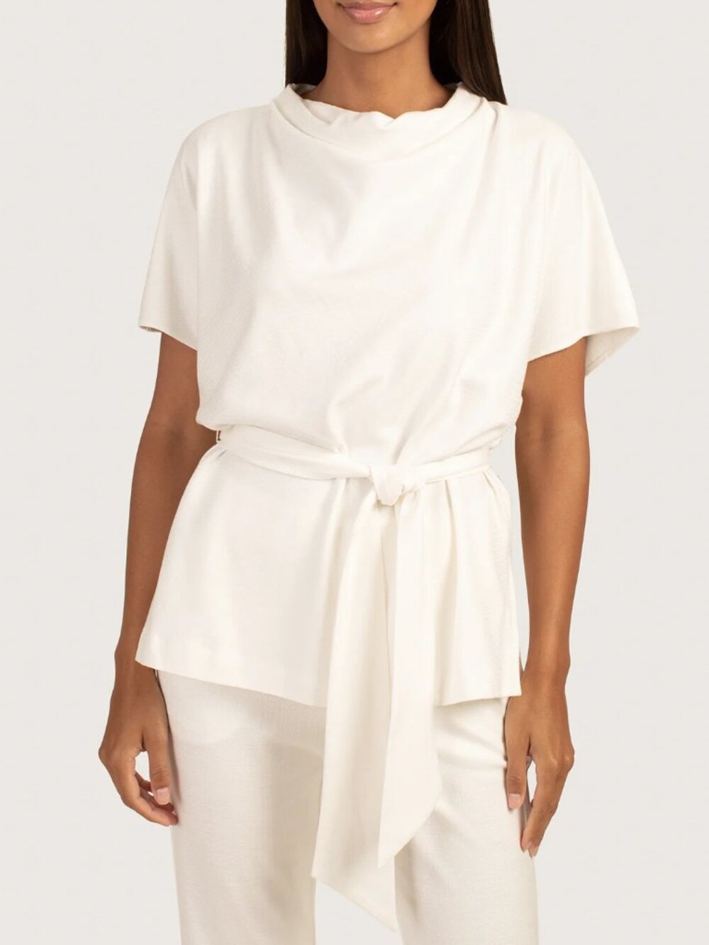 Trina Turk 'Jubilation' Belted-Waist Short-Sleeve Top, Whitewash